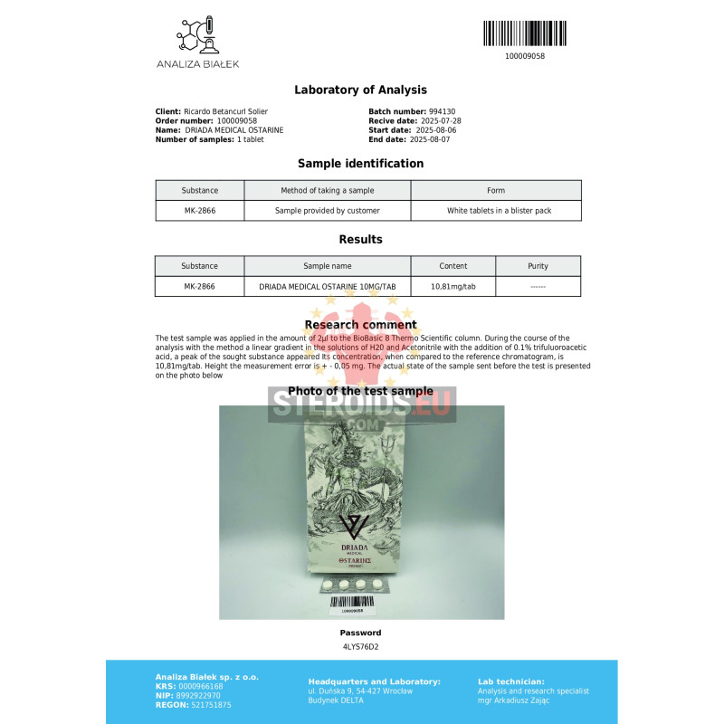 MK-2866 (Ostarine) 10 mg / 50 tabletten