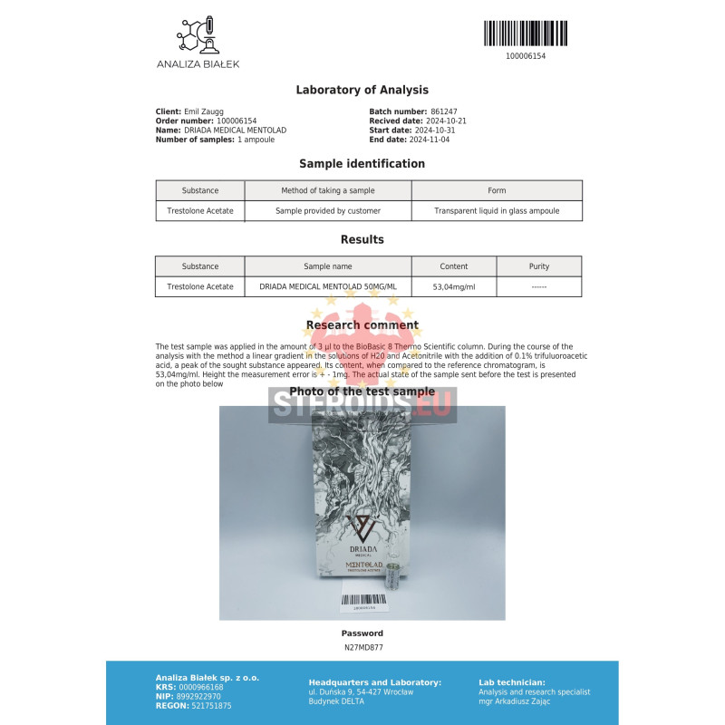 Mentolad 50 mg/ml (Trestolone acetate) | 10 x 1 ml