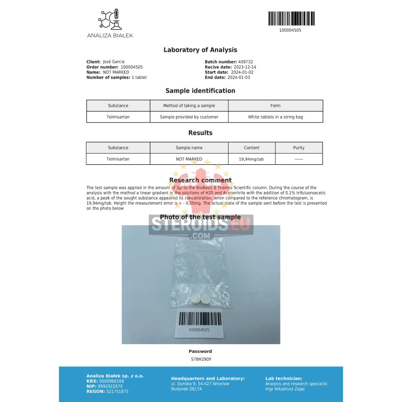Sartanos 20 mg (Telmisartan) | 20mg/tab - 100tabs