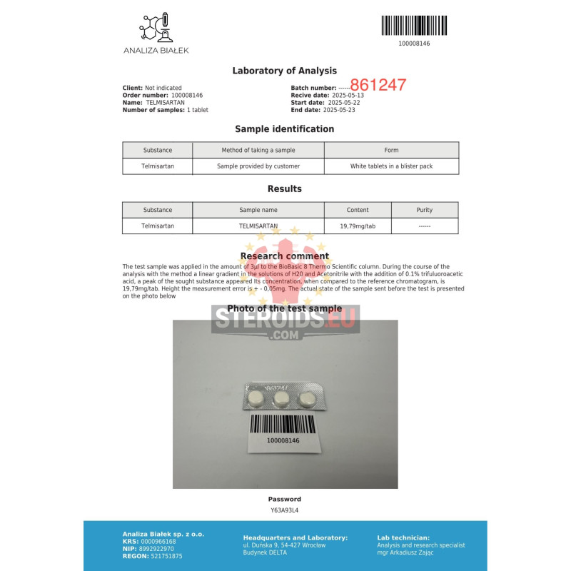 Sartanos 20 mg (Telmisartan) | 20mg/tab - 100tabs